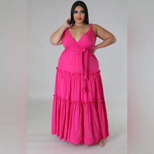 Elegant Pink Maxi Dress (Plus Size)